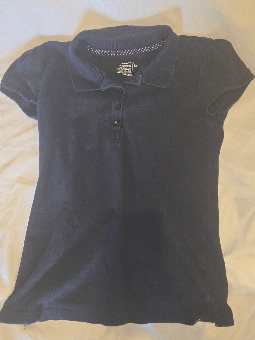 Old Navy Girls Navy Blue 4 Button Short-Sleeve Polo Shirt Size 10/12